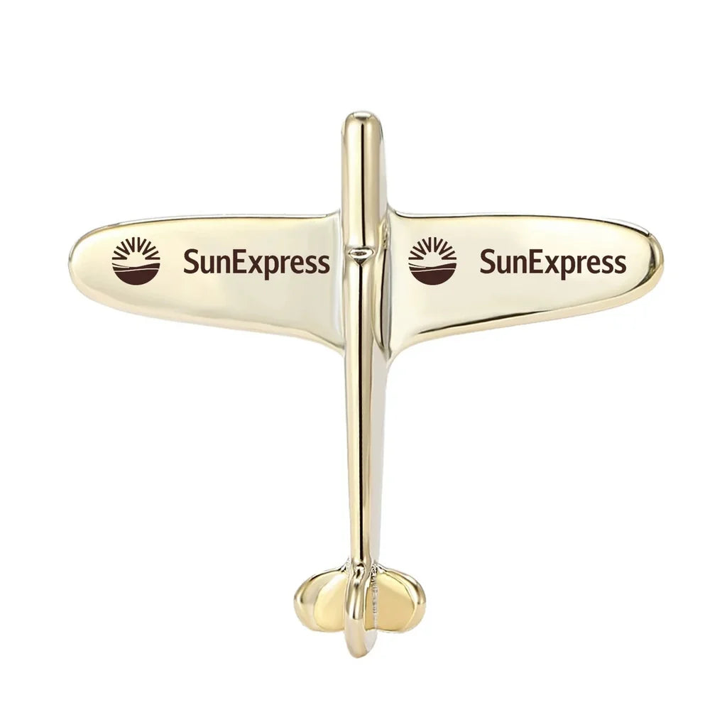 SunExpress Airplane Shape aviation-themed airplane-shape brooch, polished alloy.