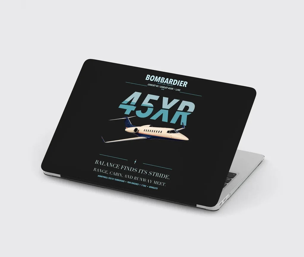 Bombardier Learjet 45XR design on black MacBook case