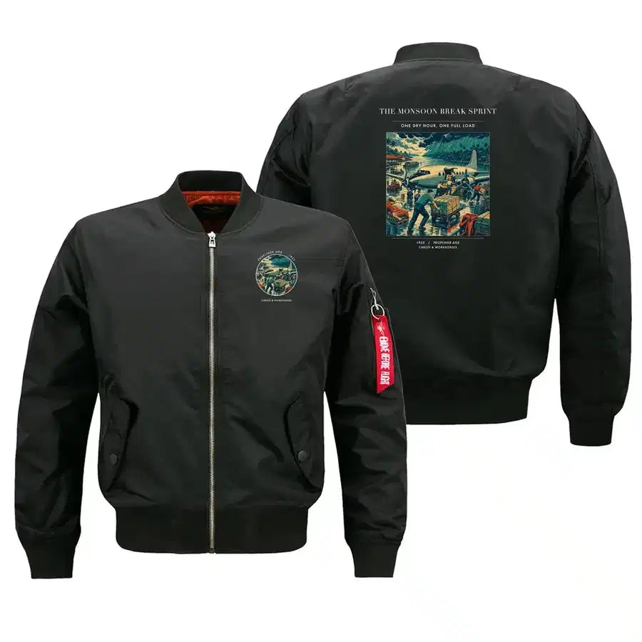 VINTAGE G4495 - The Monsoon Break Sprint - Bomber Jacket design on black