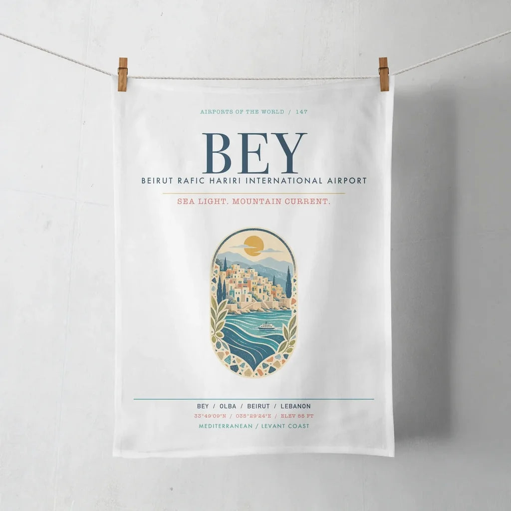 Beirut Rafic Hariri International Airport (BEY) design on white towel