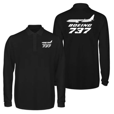 The Boeing 737 Long Sleeve Polo T-Shirts (Double-Side) aviation design printed on soft cotton long-sleeve double-side polo.