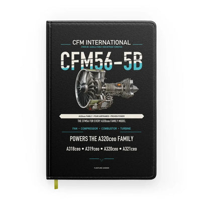 CFM56-5B design on black notebook