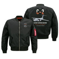 Thumbnail for Kawasaki C-2 design on black bomber jacket, double-side print