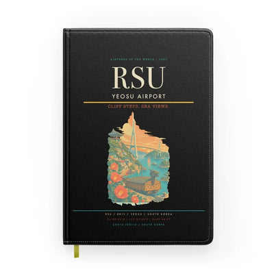 Yeosu Airport (RSU) design on black notebook