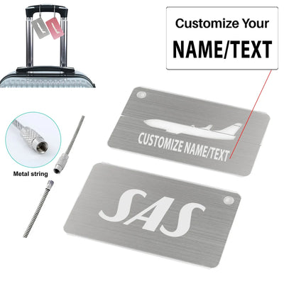 SAS Airlines aviation aluminum airplane luggage tag in aircraft-grade aluminum.