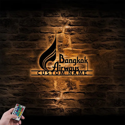 Bangkok Airways Airlines aviation design on durable metal with LED metal wall art.