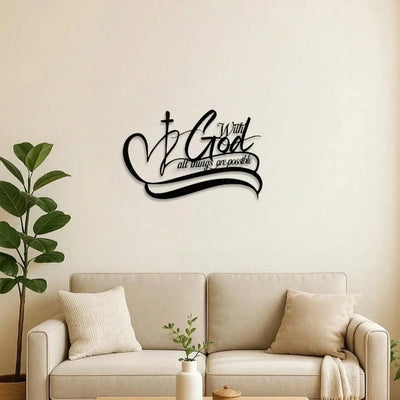 With God All Things Are Possible Metal Sign Wall Sculpture 20x30CM aviation design on premium decorative material hanging wal.
