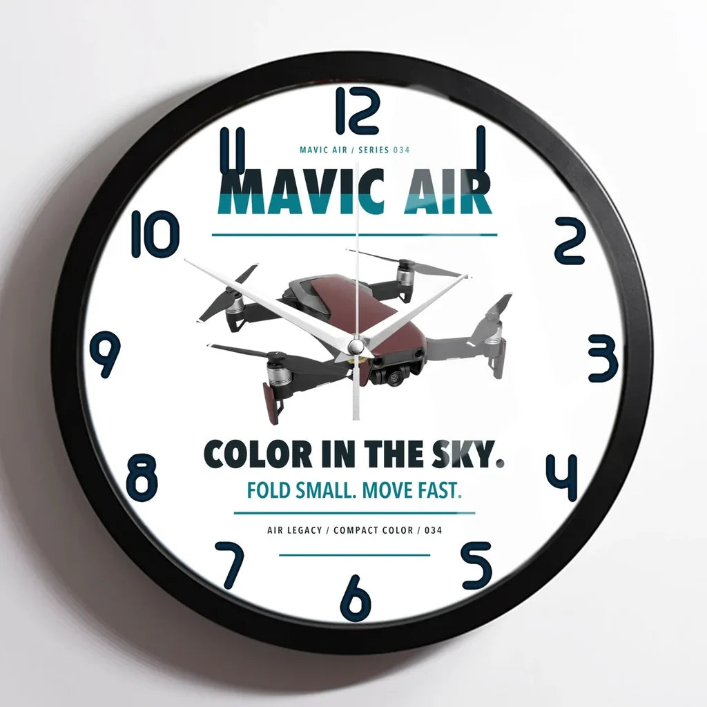 DJI Mavic Air design on white framed wall clock