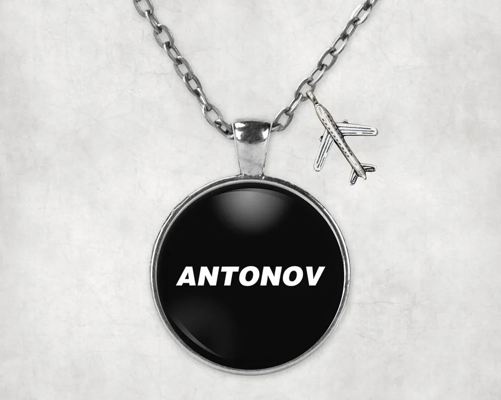Antonov & Text aviation-themed necklace, polished stainless steel.