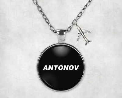 Antonov & Text aviation-themed necklace, polished stainless steel.