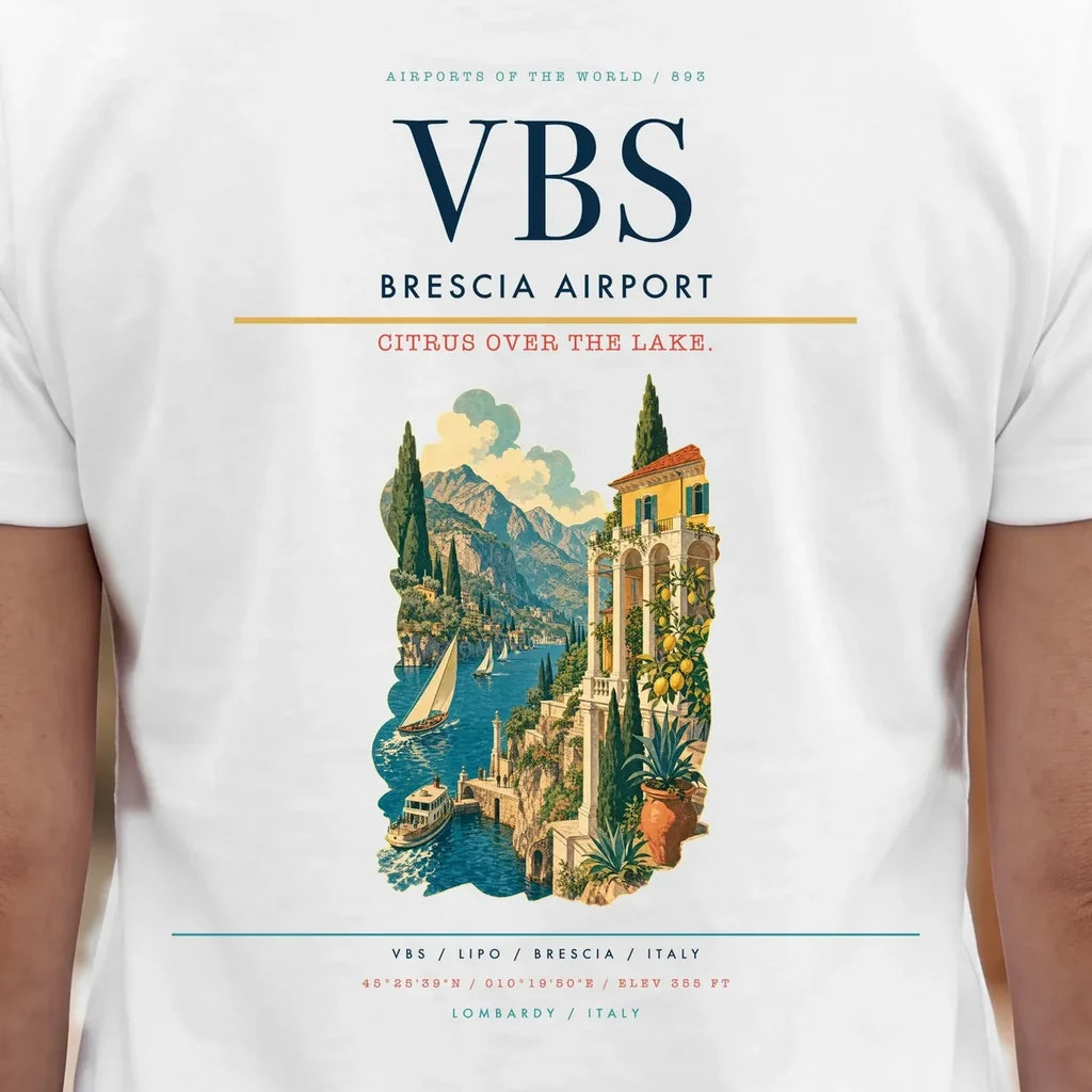 Brescia Airport (VBS) double-side t-shirt design close-up cover