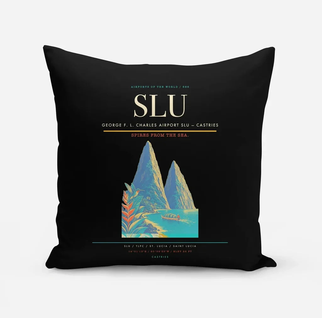 George F. L. Charles Airport (SLU) design on black pillow