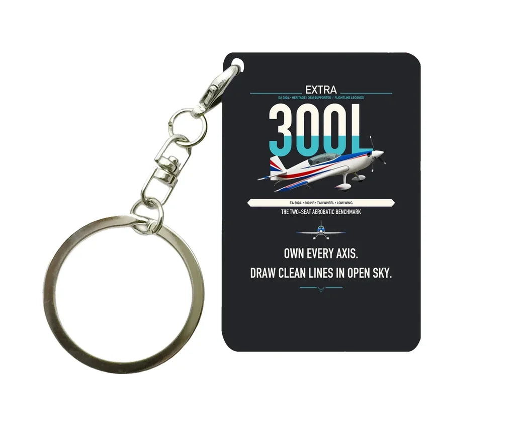 Extra 300L design on black designed key chain, double-side print
