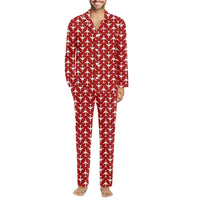Thumbnail for Perfectly Sized Seamless Airplanes Red men button pajamas - view 1