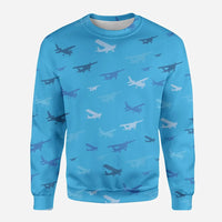 Thumbnail for Many Propellers aviation design printed on soft cotton blend 3D sweatshirt.