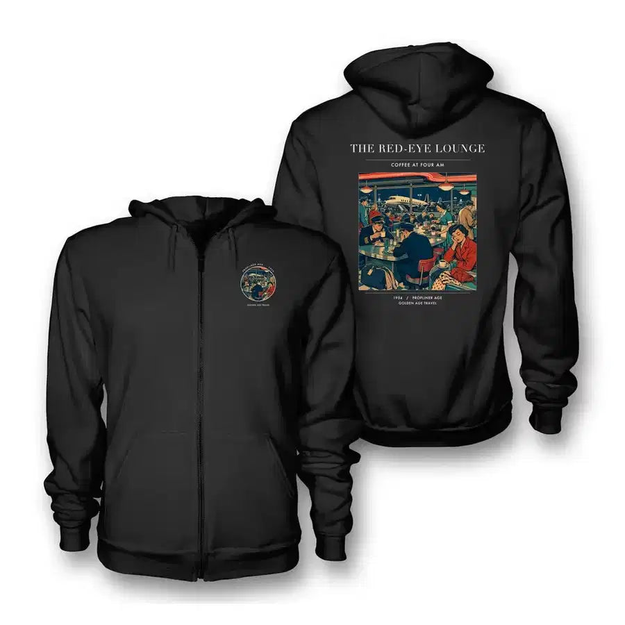 VINTAGE G4082 - The Red-Eye Lounge - Premium Zipped Hoodie design on black