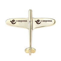 Thumbnail for Side view of HK Express Airlines Airplane Shape aviation airplane-shape brooch in polished alloy, polished finish.