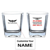 Thumbnail for Flying One Ball aviation design on whiskey glass, crystal-clear premium glassware.
