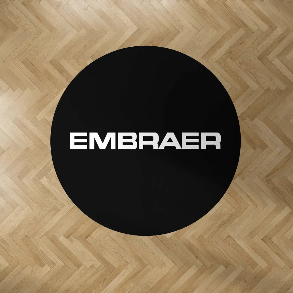 Embraer & Text Carpet & Floor Mats (Round) aviation design on durable carpet pile with non-slip backing round carpet floor mats.