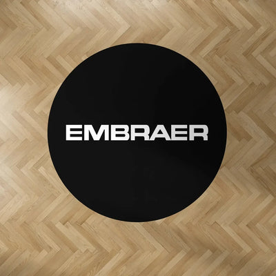 Embraer & Text Carpet & Floor Mats (Round) aviation design on durable carpet pile with non-slip backing round carpet floor mats.