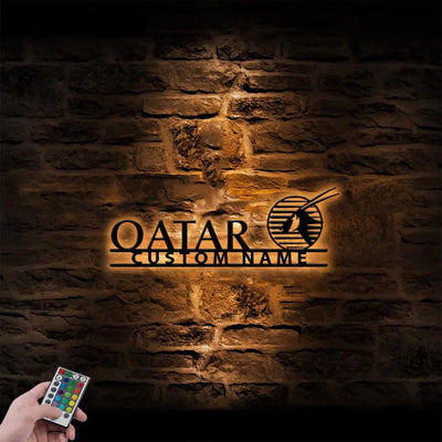 Qatar Airways Airlines aviation design on durable metal with LED metal wall art.