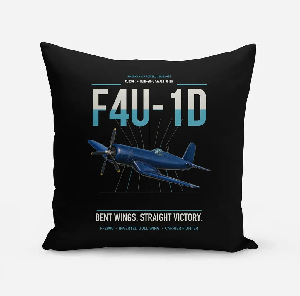 F4U-1D Corsair design on black pillow