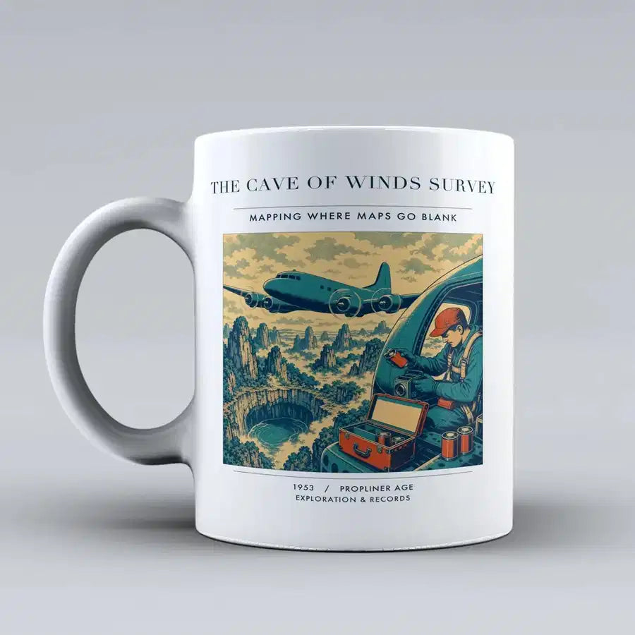 VINTAGE G4293 - The Cave Of Winds Survey - Ceramic Mug design on white
