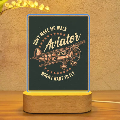 Don't Make me Walk When I want To Fly aviation themed night lamp, premium acrylic with LED.