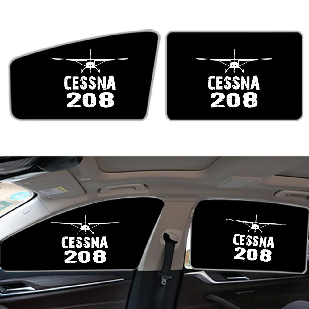 Cessna 208 & Plane Car Sun Shade (Side window) aviation design on reflective polyester car side window sun shade.