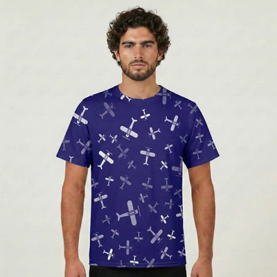 Seamless Propellers aviation design printed on soft cotton 3D-print T-shirt.