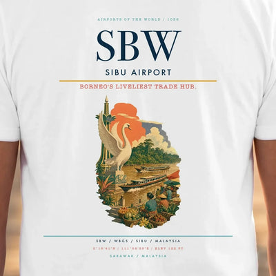 Sibu Airport (SBW) double-side t-shirt design close-up cover