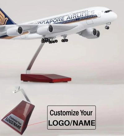 Side view of Singapore Airlines Airbus A380 Airplane Model (1/160 Scale) aviation LED model airplane in diecast metal with LE.