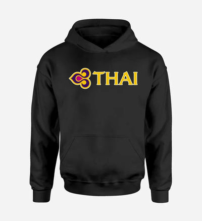 Thai Airways logo printed on black hoodie