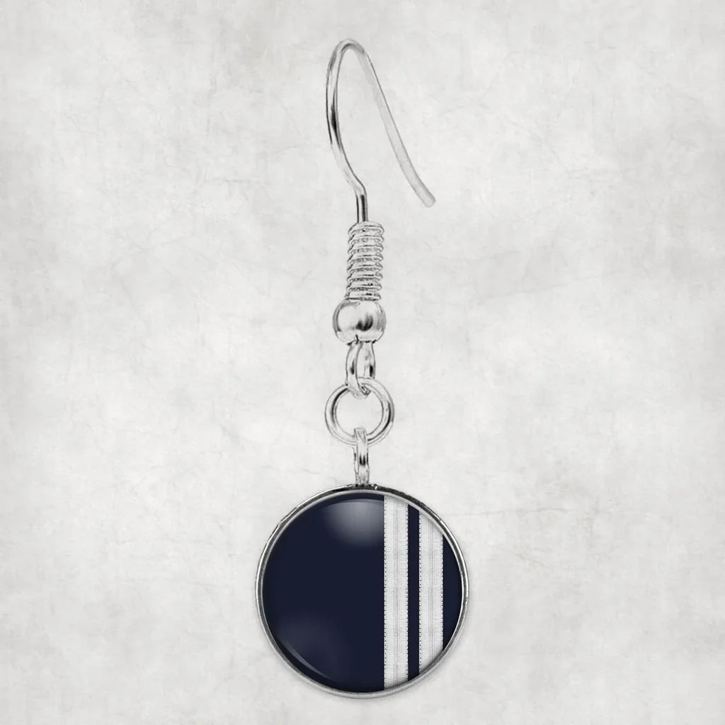 Special Silver Pilot Epaulettes 2 Lines aviation-themed earrings, polished hypoallergenic alloy.