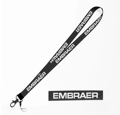 Embraer & Text lanyard and ID holder in black