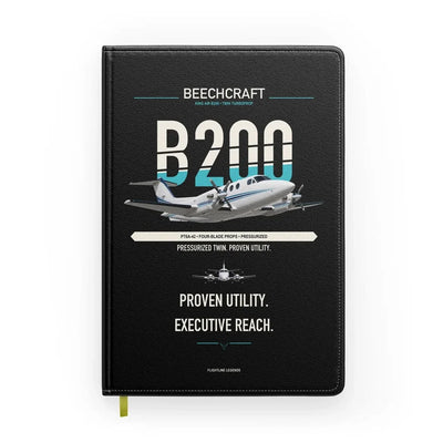 Beechcraft King Air B200 design on black notebook
