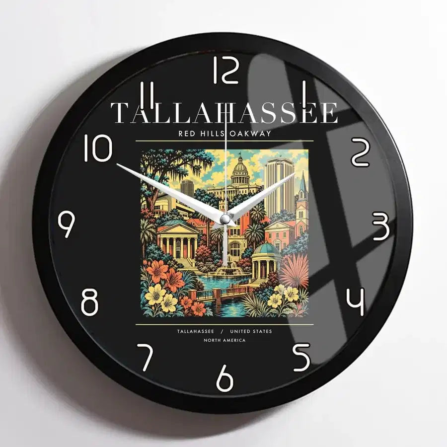 TALLAHASSEE - Poster - Wall Clock Framed - Black