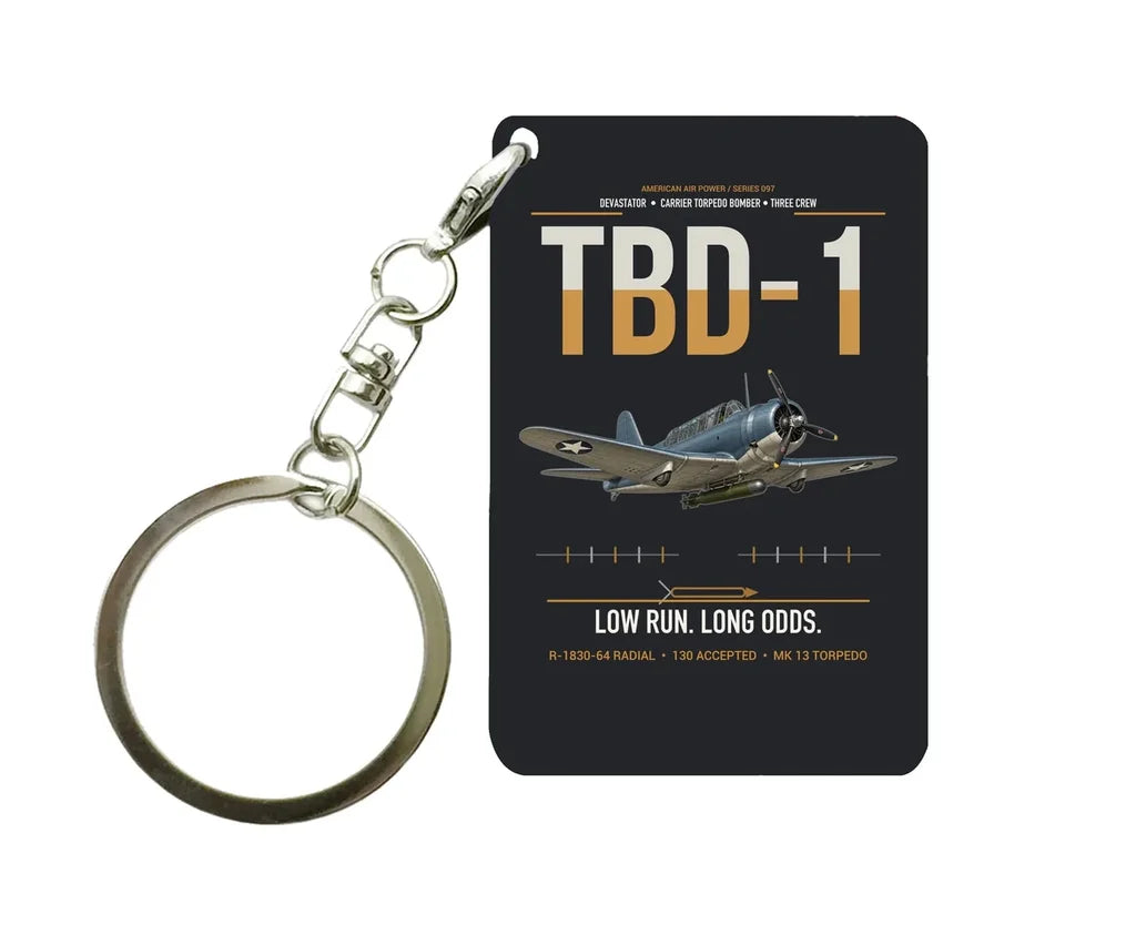 TBD-1 Devastator design on black designed key chain, double-side print