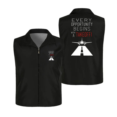 Every Opportunity Thin Style aviation design printed on lightweight shell with sleeveless design thin vest.