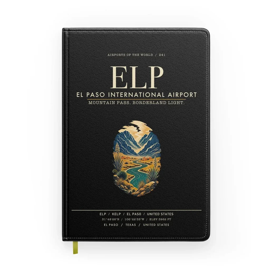 El Paso International Airport (ELP) design on black notebook