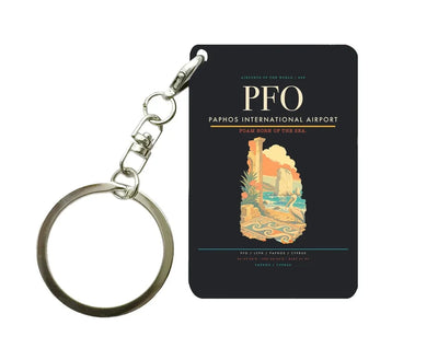 Paphos International Airport (PFO) design on black key chain