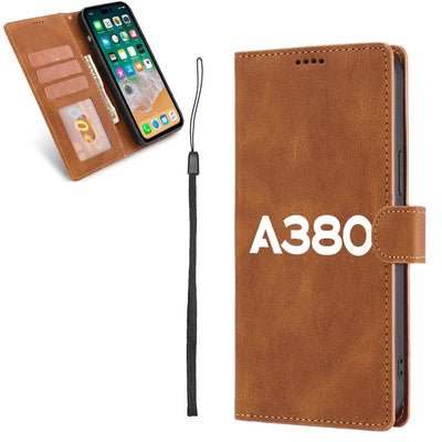 Airbus A380 Flat Text aviation themed leather phone case for phone.