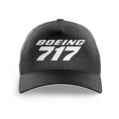 Boeing 717 & Text aviation embroidery on durable cotton printed cap.