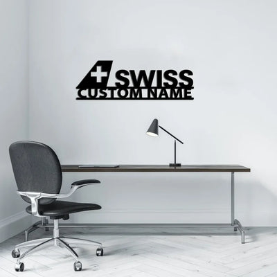 Swiss International Airlines aviation design on durable metal with painted finish metal wall sign.