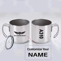 Thumbnail for Airbus A310 Text aviation design on portable mug, vacuum-insulated double-wall.