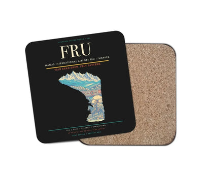 Manas International Airport (FRU) design on black 1 piece coaster