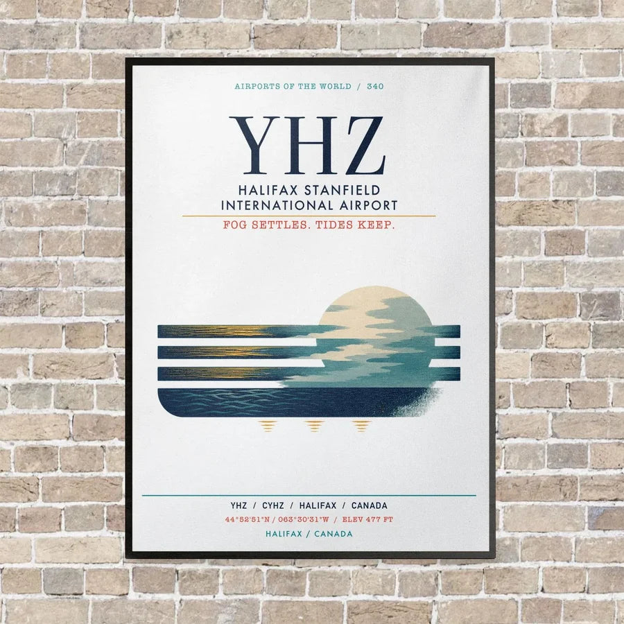 Halifax Stanfield International Airport YHZ vertical canvas print - framed - white background