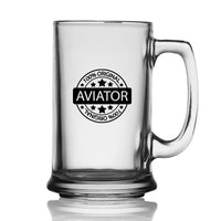 Thumbnail for %100 Original Aviator Beer Glass with Holder aviation design on beer glass with holder, glass plus matching coaster holder.