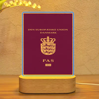 Thumbnail for Denmark Passport aviation design on premium acrylic with LED night lamp.