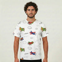 Thumbnail for Colorful Cartoon Planes aviation design printed on soft cotton 3D-print T-shirt.